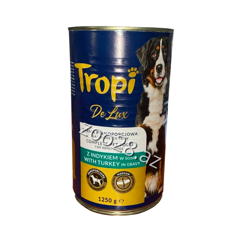 Tropi De Lux Yetkin İtlər Üçün Hindquşu İlə, 1250 qr - İtlər | Zoo28.az