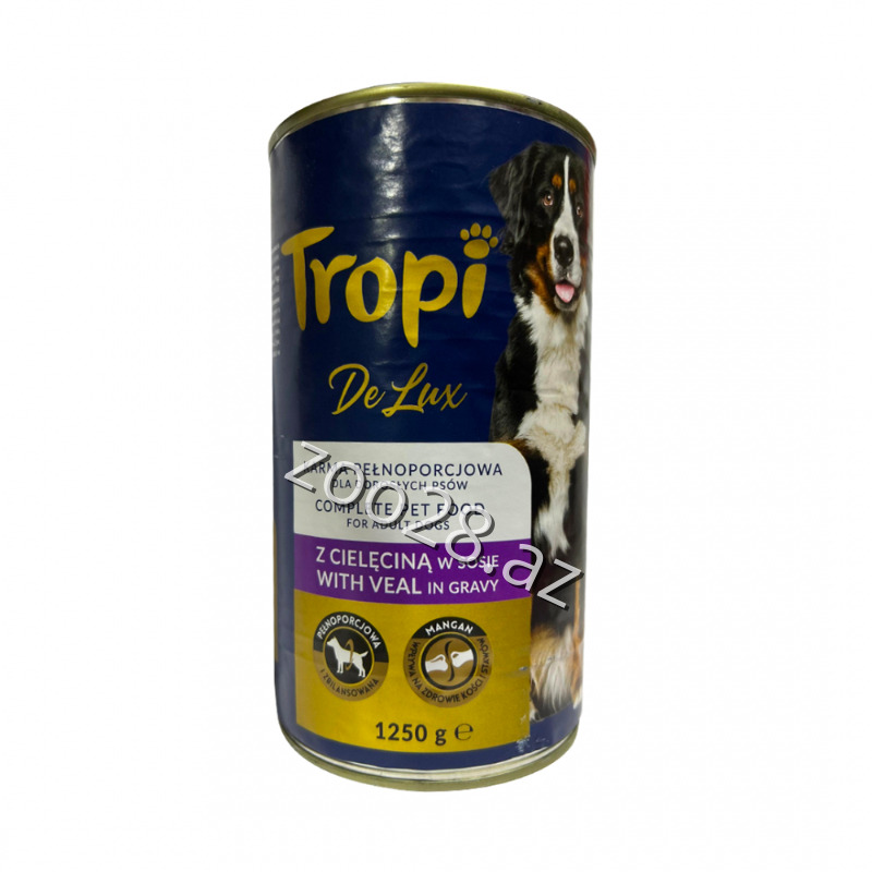 Tropi De Lux Yetkin İtlər Üçün Dana Əti İlə, 1250 qr - İtlər | Zoo28.az