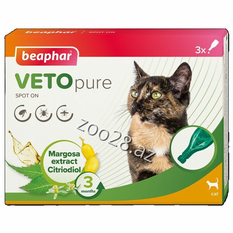 Beaphar Veto Pure Pişiklər Üçün Xarici Parazitlərə Qarşı Damcı, 1pipet - Baytarlıq | Zoo28.az
