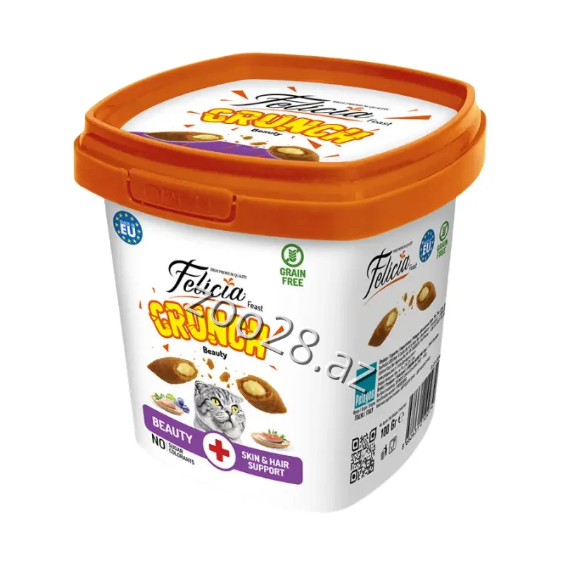 Felicia Crunch Pişik Çərəzi Dəri və Tük 100g - Pişiklər | Zoo28.az