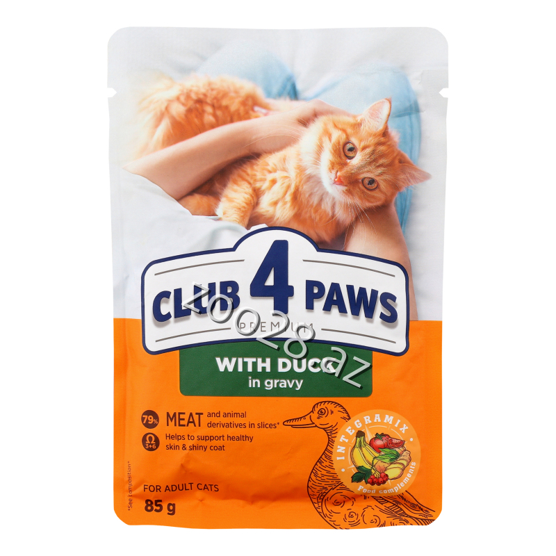 Club 4 Paws Ördək Əti İlə Yetkin Pişiklər Üçün, 85 qr - Pişiklər | Zoo28.az