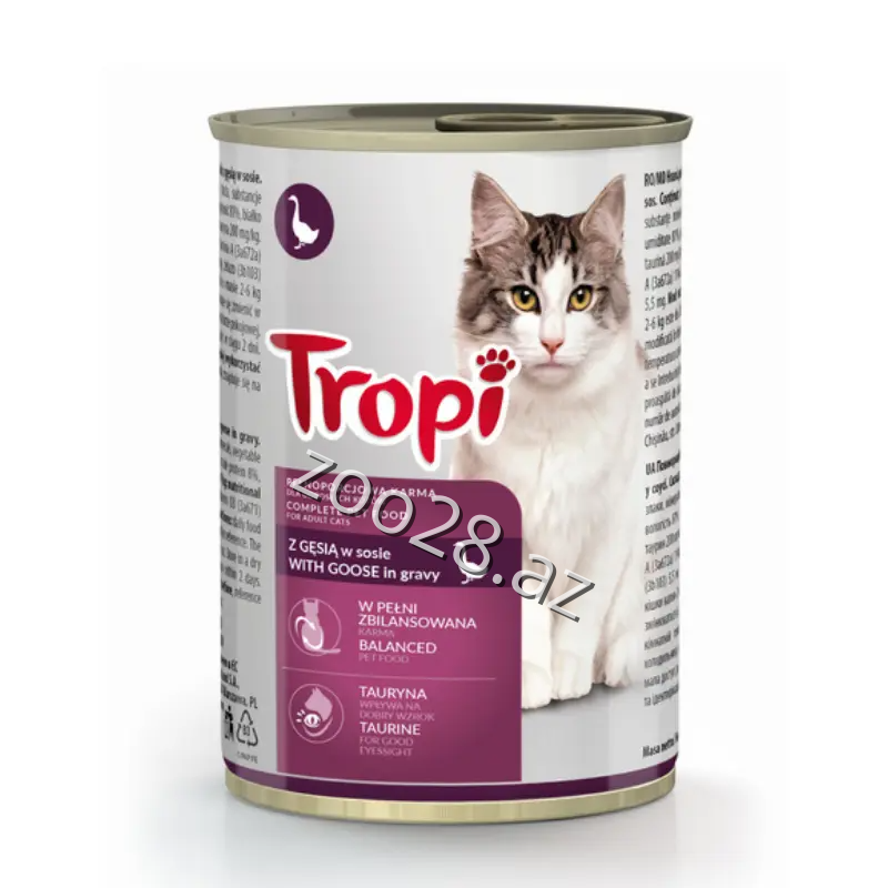 Tropi Pişiklər Üçün Qaz Əti İlə, 415 qr - Pişiklər | Zoo28.az