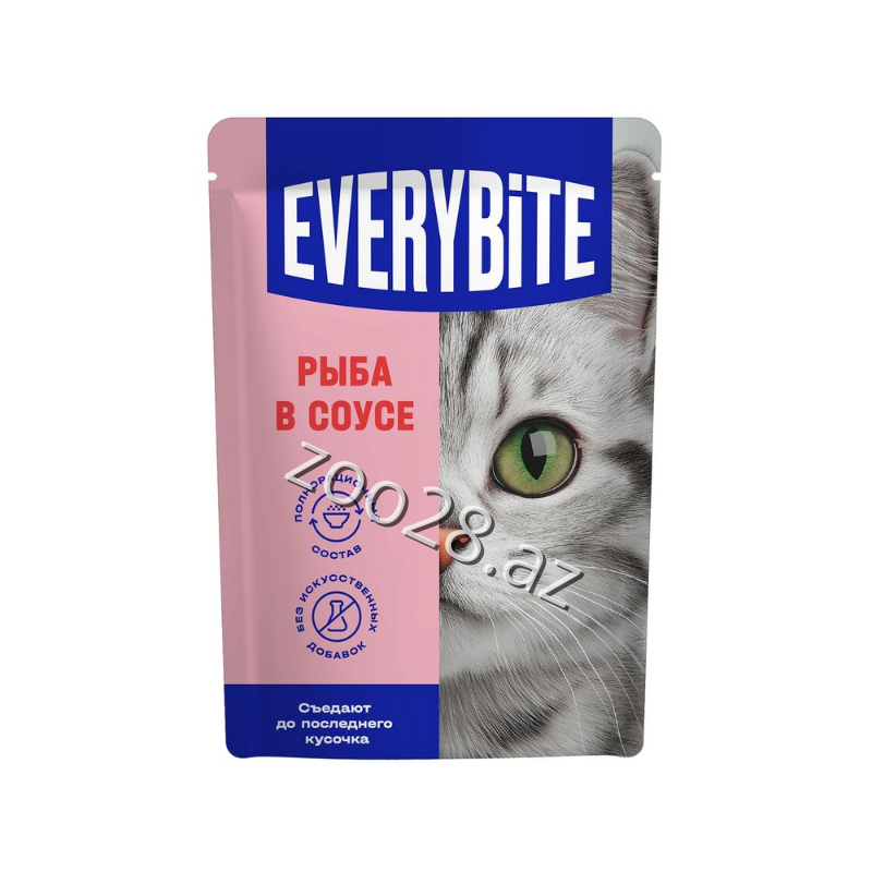 Everybite Balıqlı Pişik Yemi Sousda, 75 qr - Pişiklər | Zoo28.az