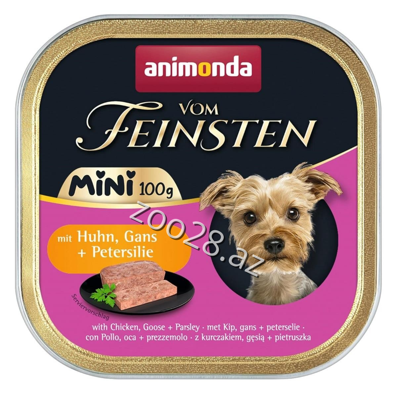 Animonda Feinsten Pate Mini Adult Toyuq,Qaz əti Və Cəfəri İlə, 100 qr - İtlər | Zoo28.az