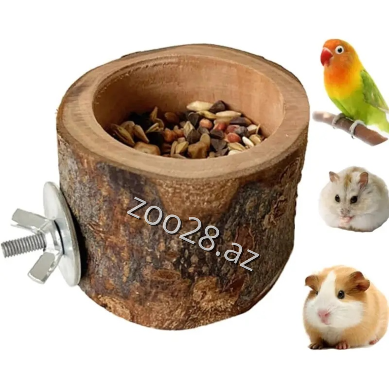 Təbii Ağacdan Quş Yem Qabı, 6x5 sm - Quşlar | Zoo28.az