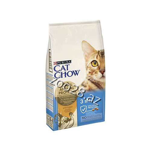 Purina Cat Chow 3 in 1 Pişiklər üçün Quru Yem Hind Əti İlə - Pişiklər | Zoo28.az