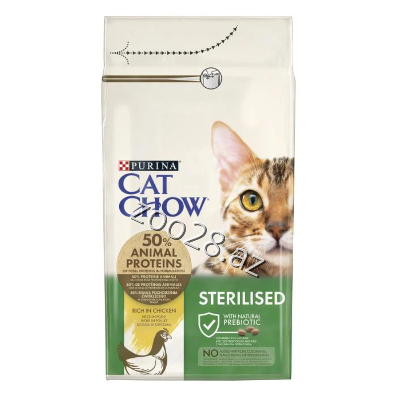 Purina Cat Chow Sterilised Qısırlaşmış Pişiklər Üçün Toyuqlu, 1 kq - Pişiklər | Zoo28.az