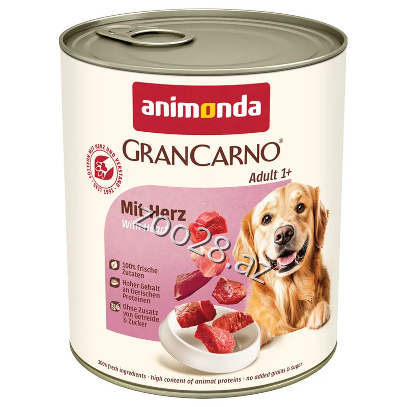 Animonda Grancarno Konserv Adult Dog Ürək ilə,800 qr - İtlər | Zoo28.az