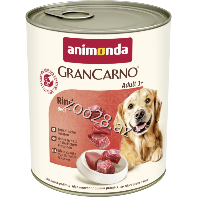 Animonda grancarno Konserv Adult Dog Mal Əti ilə, 800 qr - İtlər | Zoo28.az