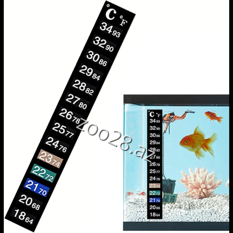 Akvarium Üçün Yapışqanlı Termometr Stikeri 13x1.8 sm - Balıqlar | Zoo28.az