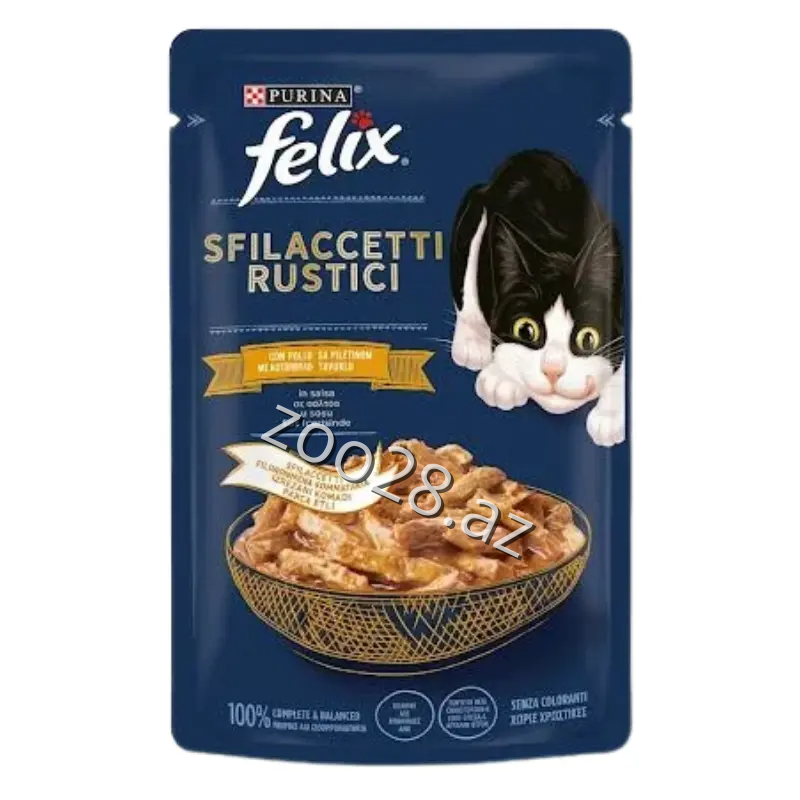 Felix Sfilaccetti Rustici Toyuq Əti Dilimləri Sousda, 80 qr - Pişiklər | Zoo28.az