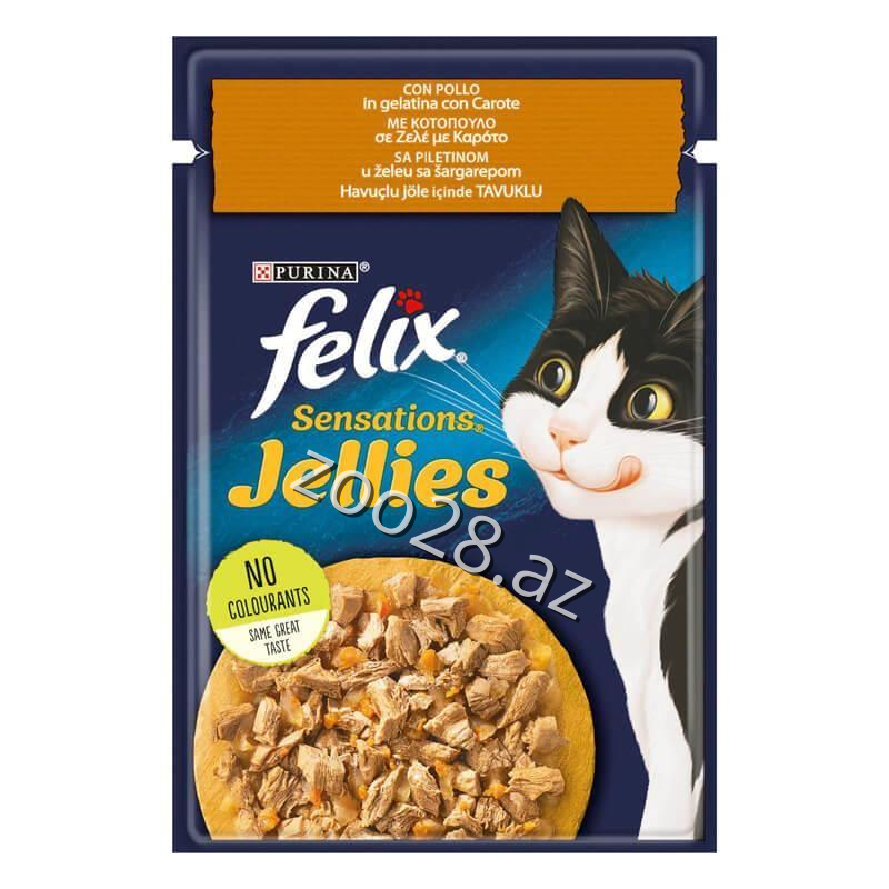 Felix Sensations Toyuq və Yerkökü İlə Jele , 85 qr - Pişiklər | Zoo28.az