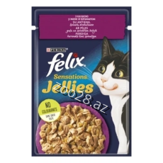 Felix Sensations Ördək Əti və İspanaq ilə Jele, 85 qr - Pişiklər