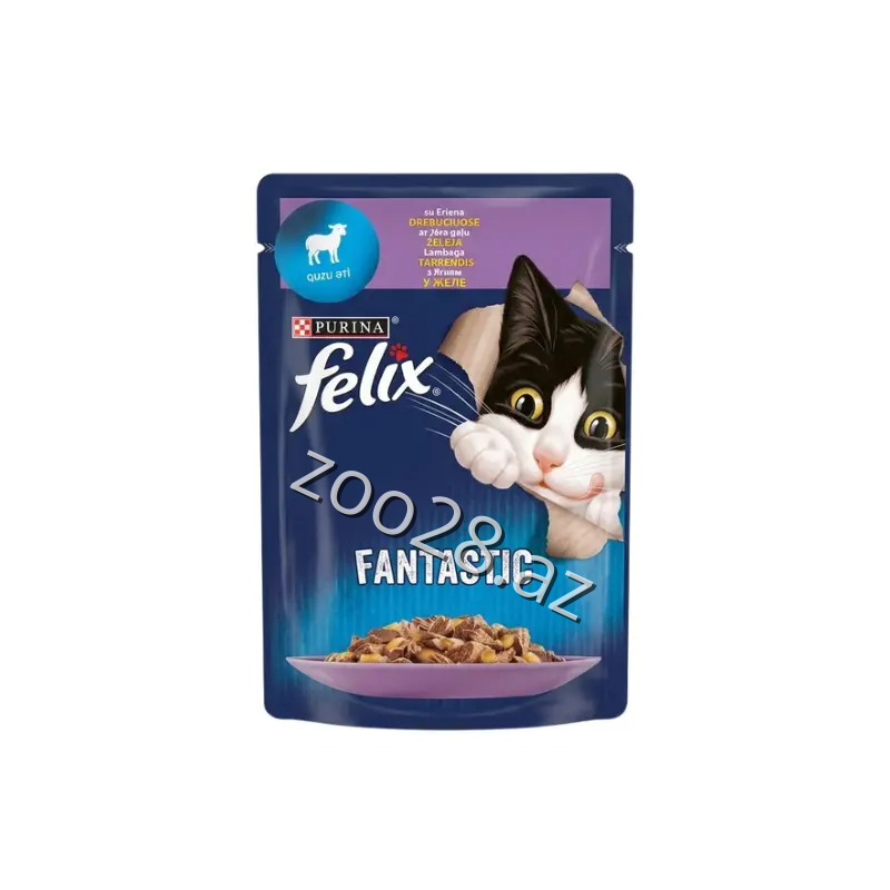 Felix Fantastic Quzu Əti İlə Jele, 85 qr - Pişiklər | Zoo28.az