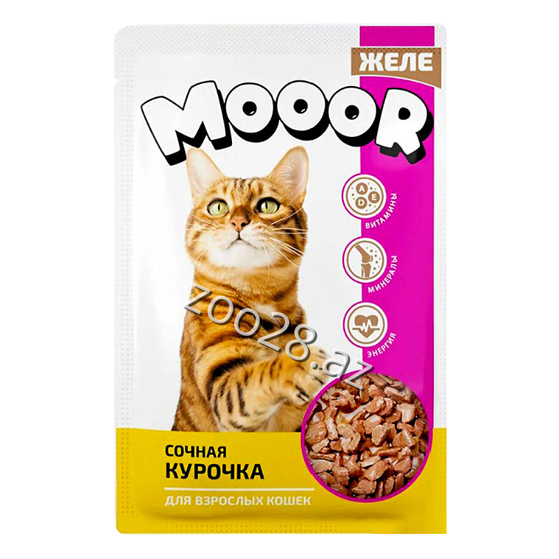 Mooor Pişiklər Üçün Toyuqlu Jeledə, 75 qr - Pişiklər | Zoo28.az